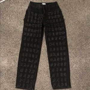 Good American Super Distressed Black Stretch Jeans Size 0/25